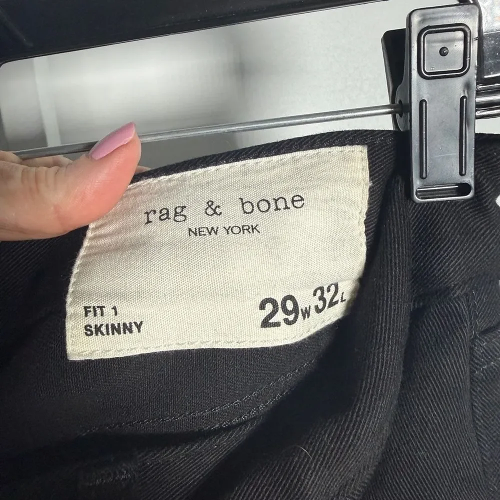 Rag & Bone Men’s Fit 1 Stretch Skinny Jeans Black 29x32 NWT